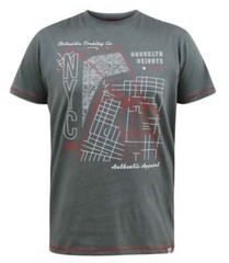 D555 Duke Big Mens Printed T-Shirt NYC Map Khaki 2XL 3XL 4XL 5XL 6XL (601313)