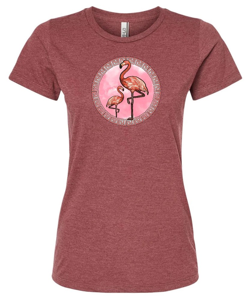 Women’s Flamingo Greek Key Premium Cotton Blend Top