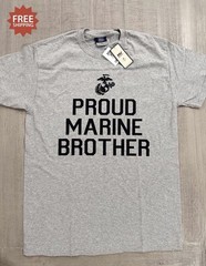 UNITED STATES MARINE CORPSUSMC “PROUD MARINEBROTHER” Gray T-Shirt – Sz M – NWT