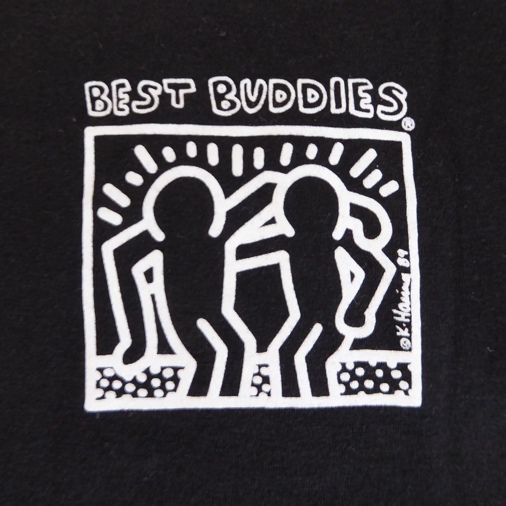 Men’s Best Buddies t-shirt, Keith Haring, long-sleeves, crew neck, black, Small