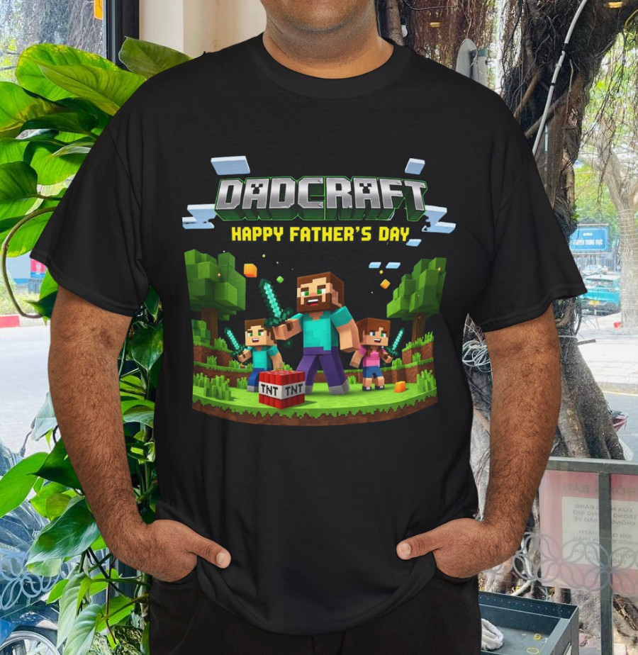 Dad Dadcraft Funny Gamer for Happy Father’s Day Gaming Pixel T-Shirt