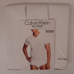 3 GENUINE CALVIN KLEIN SIZE 2XL 100% COTTON T-SHIRTS BLACK WHITE GRAY V NECK