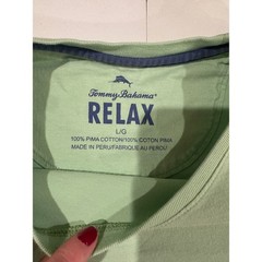 Tommy Bahama Relax Mens Light Green Pima Cotton Pocket T Shirt L G