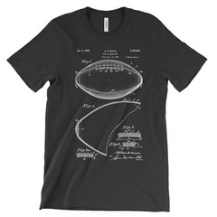 Football Patent T-Shirt.100% Cotton Comfy Tee on Black White or Gray. NEW