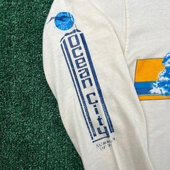 VTG The Knits Ocean City Summer 81 Surf Long Sleeve T-Shirt Mens XL Cream 80s