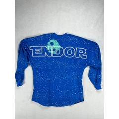 Disney Star Wars Spirit Jersey Endor Moon Blue Galaxy Long Sleeve Shirt Small