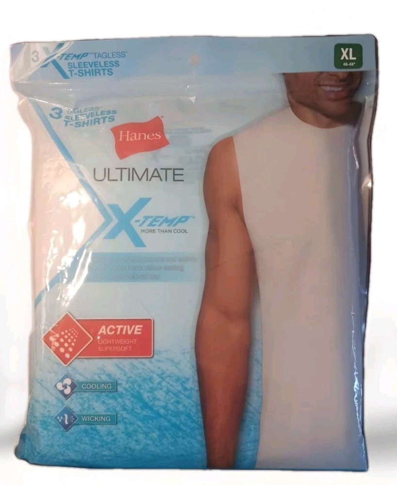 Hanes ULTIMATE X-Temp Tagless Sleeveless Men’s Active T-Shirt SZ: XL 3-Pack 2014