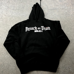Attack On Titan Hoodie Mens Small Black Red Long Sleeve Drawstring Anime