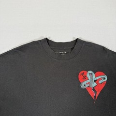 All Saints Shirt Mens Medium Black Oversized Snake Heart Tee Organic Cotton Gym