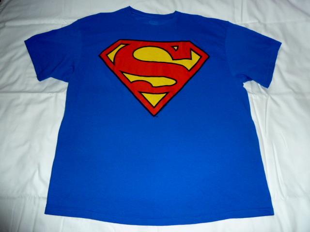 EUC Mens XXL 2XL Blue Superman T Shirt 48″ Chest 30″ L Bold Lrg Yellow/Red Badge