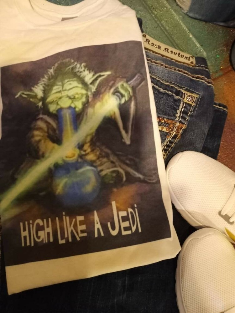 Hilarious Humor Weed Marijuana Tshirt Shirt Funny Return of the Jedi Baby Yoda