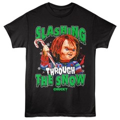 Childs Play Christmas Chucky Slashing Through The Snow Candycane Men’s T Shirt