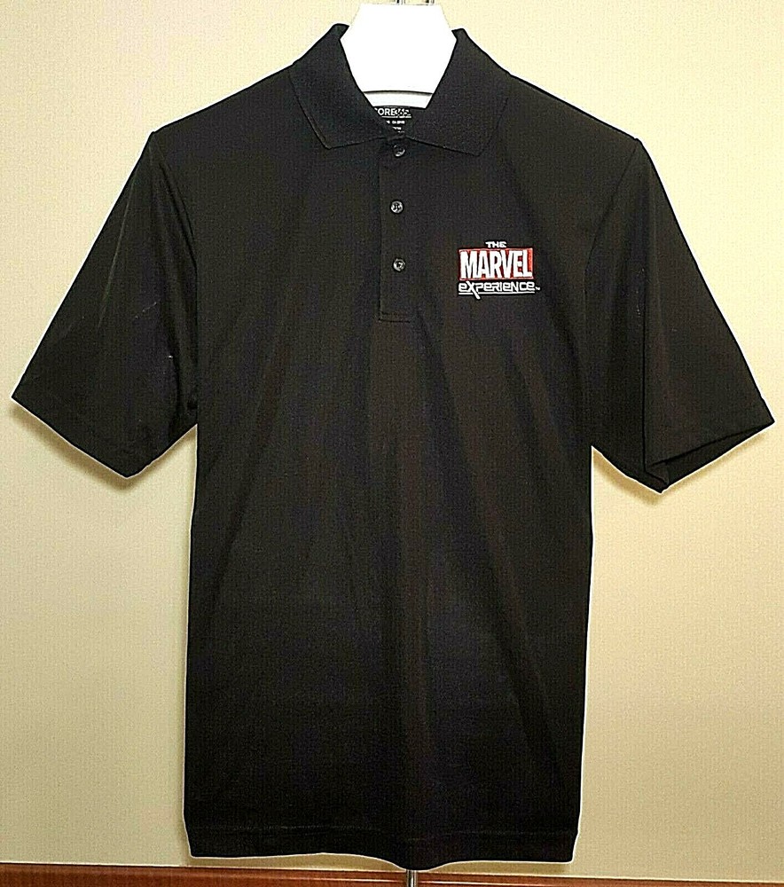 MARVEL POLO SHIRT – The Experience – Men’s, Black, Button, Comic Con, Hero