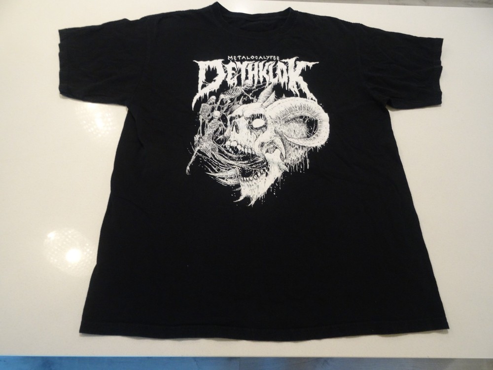 VINTAGE Metalocalypse Dethklok 2012 Tour T Shirt BlK SZ L METAL ROCK Adult Swim