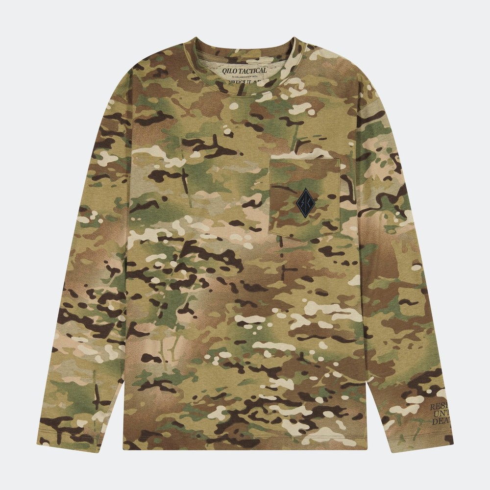 QILO IRREGULARS Long Sleeve Pocket Tee in Multicam