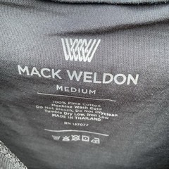 Mack Weldon Shirt Mens Medium Black 100% Pima Cotton Long Sleeve Crewneck Tee