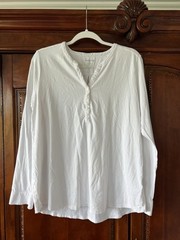 3 Lands End Henley Shirts Black White Navy Size Large 14-16