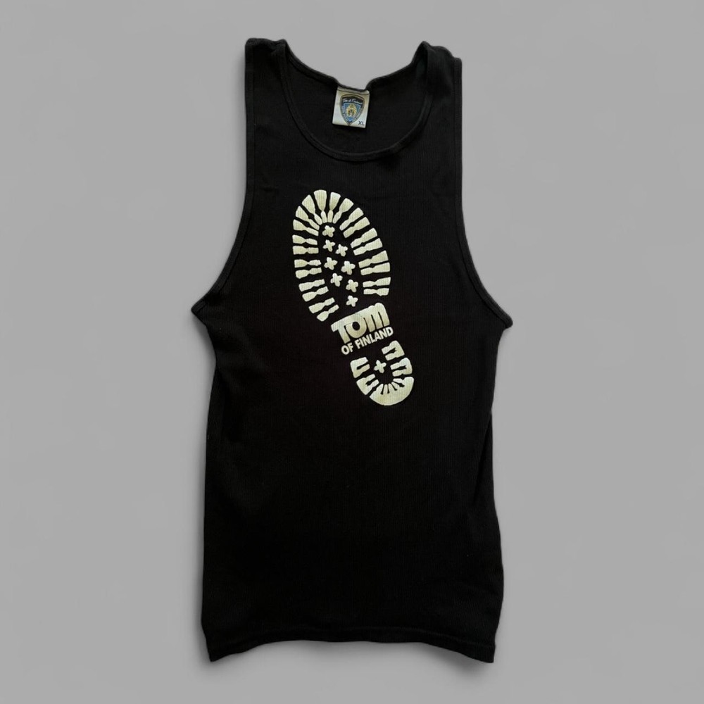 Vintage 90’s Tom of Finland Boot Print LGBTQ Gay Leather Tank Top. Size XL.