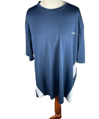 Reebok Mens Shirt Two XLarge Athletic Vented Stretch Easy Care Stripe Blue
