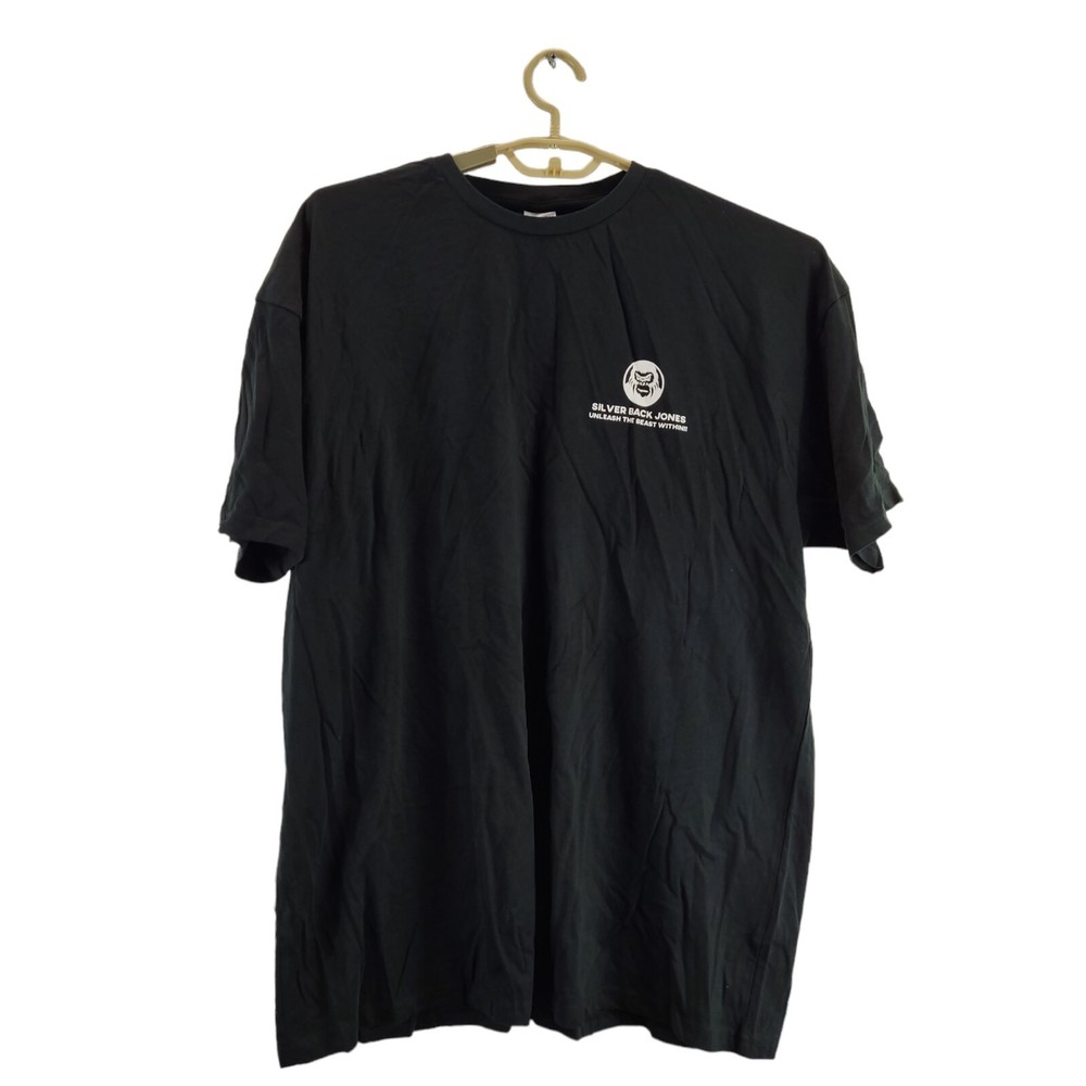 uneek mens t-shirt black crew neck short large print at the back size 2xl