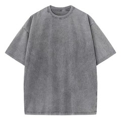 Oversized washed Heavyweight 100% Cotton T-Shirt Vintage Wash Blank Tee S-XXL