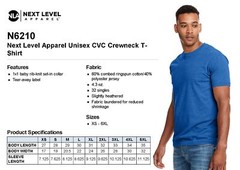 Next Level Men’s Premium Fitted CVC Crew Neck Short Sleevees T-Shirt N6210