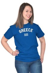 Greece Country Flag National Pride Greek Gift Adult Short Sleeve Crewneck Tee