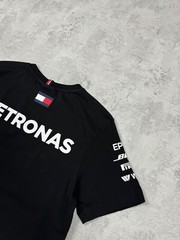 Mercedes AMG Petronas F1 Black Short Sleeve Big Logo T-Shirt Size S