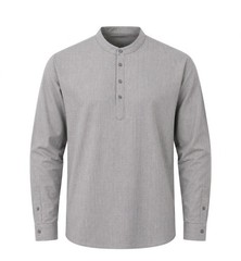 Men’s Cotton Hemp Long Slv Casual Beach Henley Shirt Medium Coofandy Gray Boho