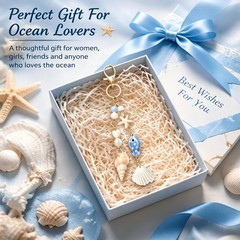 Ocean Starfish Seashell Keychain, Summer Beach Charm