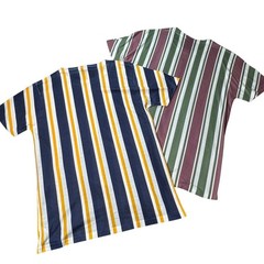 boohooMAN Mens Knit Shirt Bundle Pink Green Navy Yellow Stripe 2 Pack Medium