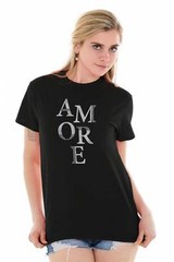 Amore Love Couple French Designer Graphic Womens Ladies Short Sleeve T Shirt