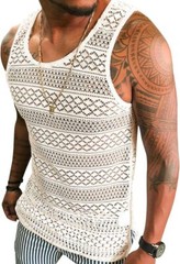 Mens Mesh See Through Tank Top Sleeveless Muscle Fit Sexy Vest Shirt