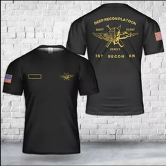 Custom Name US Marine Corps Deep Recon Platoon – 1st Recon Bn AOP 3D T-shirt