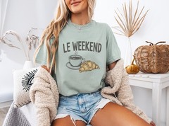 Le Weekend French Coffee Croissant Comfort Tee Casual Gift Top