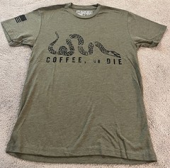Coffee or Die Snake Black Rifle Coffee Company Olive T Shirt Men’s Small