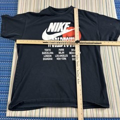 Nike World Tour Shirt Mens Large Black City List Swoosh Graphic Tee Beaverton