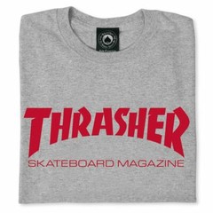 Thrasher Magazine SKATE MAG LOGO Skateboard T Shirt ASH GREY w/RED Logo