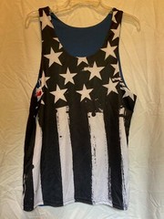 IML 4th of July Men’s M Flag USA Reversible Tank Top Muscle Shirt Red White Blue