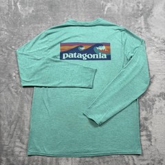 Patagonia Capilene Cool Daily Tee Shirt Mens Med Teal Heather Long Sleeve UPF 50