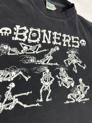 Vtg. 90’s Skeleton Tourchamp Boners Men Single Stitch T-Shirt Size SLIM LARGE