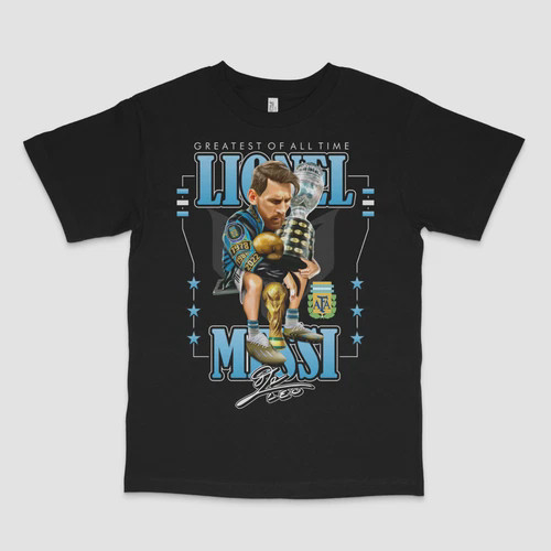 Messi GOAT Black Tee HOT