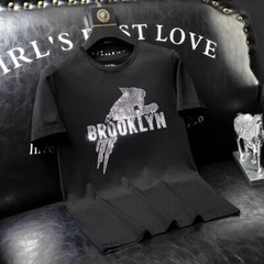 New Fashion Leopard Rhinestone Summer Short Sleeve Luxury Men Streetwear T-Shirt