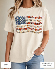 Floral American Flag Comfort Colors Shirt