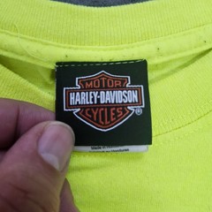 Harley Davidson Mens 2XL Neon Yellow Voodoo New Orleans Graphic Pocket T-Shirt