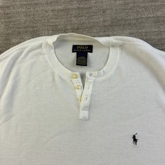 Polo Ralph Lauren Shirt Mens Large White Henley Thermal Sleepwear Waffle Knit