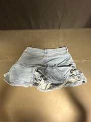 Tanming Women’s Pleated Jean Skirt Casual A-Line Ruffle Y2K Mini Denim Skirt