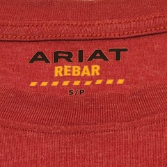 Ariat Rebar Long Sleeve Work Shirt Red, Flag Graphic on Back Mens Small *FLAW*