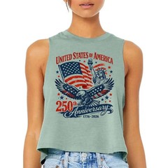 USA Anniversary Crop Racerback Tank Top