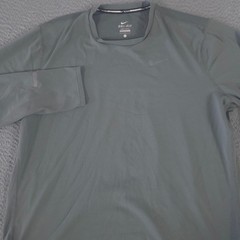 Nike Shirt Mens Large Grey Running Contour Dri-Fit Mesh Long Sleeve Training Top
